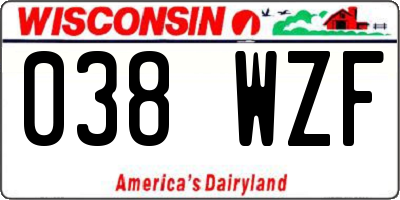 WI license plate 038WZF