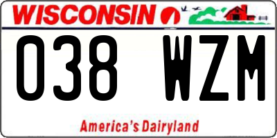 WI license plate 038WZM