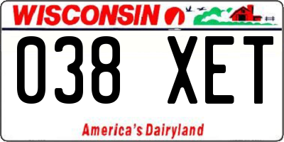 WI license plate 038XET