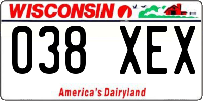 WI license plate 038XEX