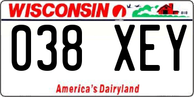 WI license plate 038XEY