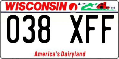 WI license plate 038XFF