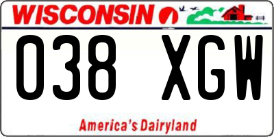 WI license plate 038XGW