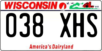 WI license plate 038XHS