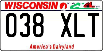 WI license plate 038XLT