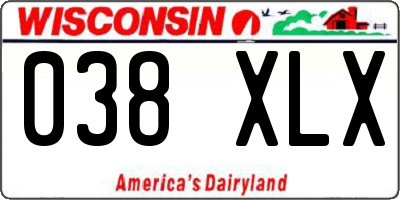 WI license plate 038XLX