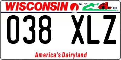 WI license plate 038XLZ