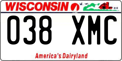 WI license plate 038XMC