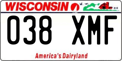 WI license plate 038XMF