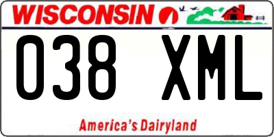 WI license plate 038XML