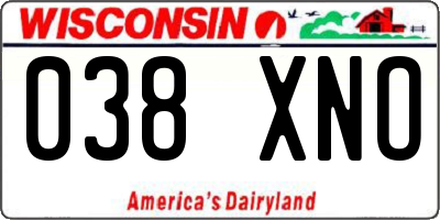 WI license plate 038XNO