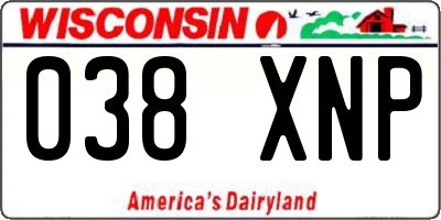 WI license plate 038XNP