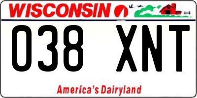 WI license plate 038XNT