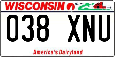 WI license plate 038XNU