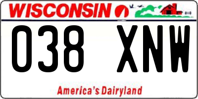 WI license plate 038XNW