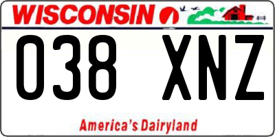 WI license plate 038XNZ