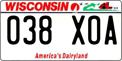 WI license plate 038XOA