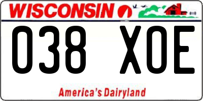WI license plate 038XOE