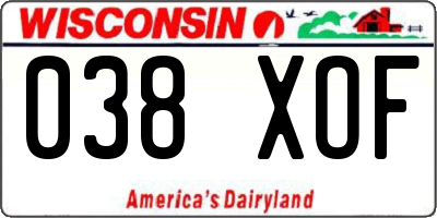 WI license plate 038XOF