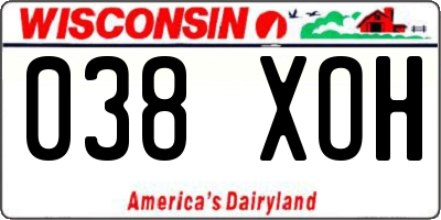 WI license plate 038XOH