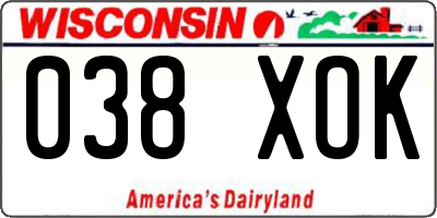 WI license plate 038XOK