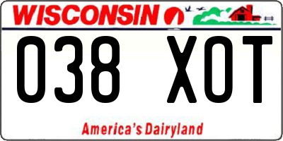 WI license plate 038XOT