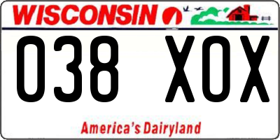 WI license plate 038XOX