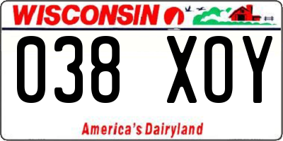 WI license plate 038XOY