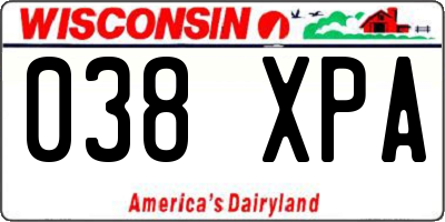 WI license plate 038XPA
