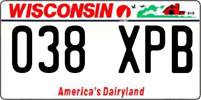WI license plate 038XPB