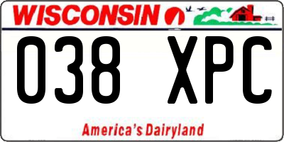 WI license plate 038XPC