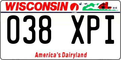 WI license plate 038XPI