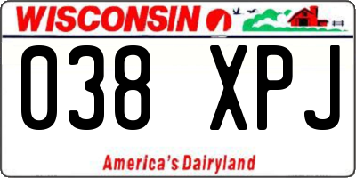 WI license plate 038XPJ