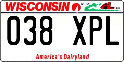 WI license plate 038XPL