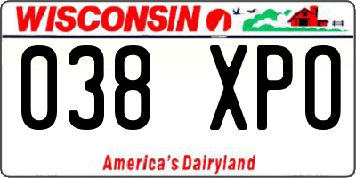 WI license plate 038XPO