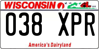 WI license plate 038XPR