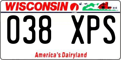 WI license plate 038XPS