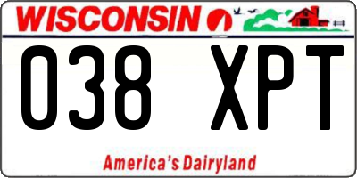 WI license plate 038XPT