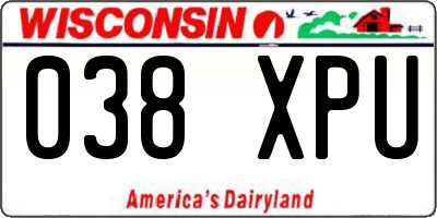 WI license plate 038XPU