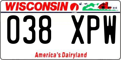 WI license plate 038XPW