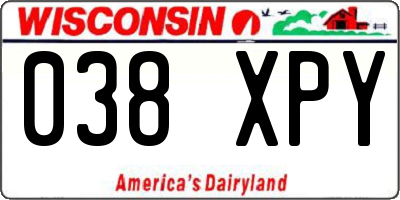 WI license plate 038XPY