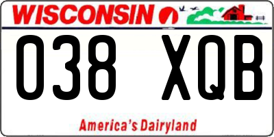 WI license plate 038XQB