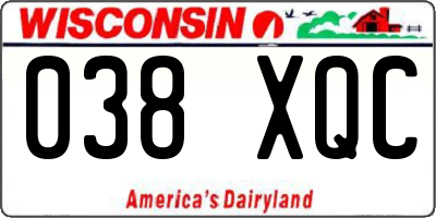 WI license plate 038XQC