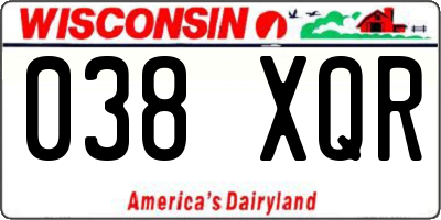 WI license plate 038XQR