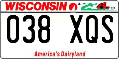 WI license plate 038XQS