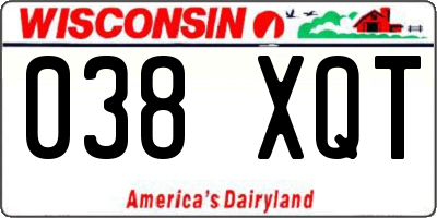 WI license plate 038XQT