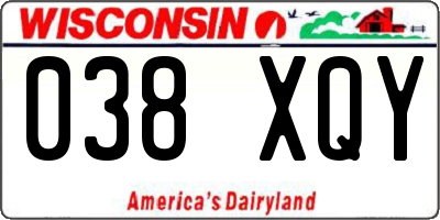 WI license plate 038XQY