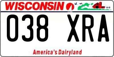WI license plate 038XRA