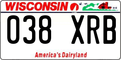 WI license plate 038XRB