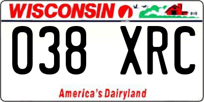 WI license plate 038XRC